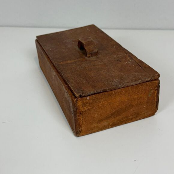 VTG Primitive Wooden Trinket Box Plain - Picture 3 of 12